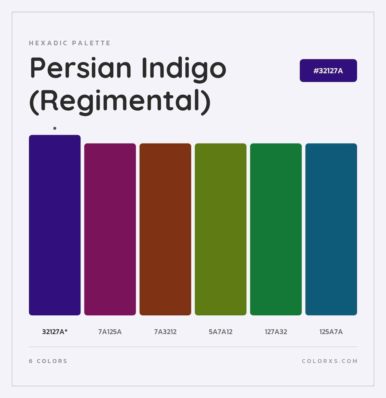 Persian Indigo (Regimental) - Hexadic Color Palette