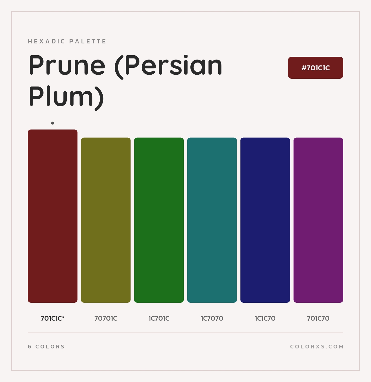 Prune (Persian Plum) - Hexadic Color Palette