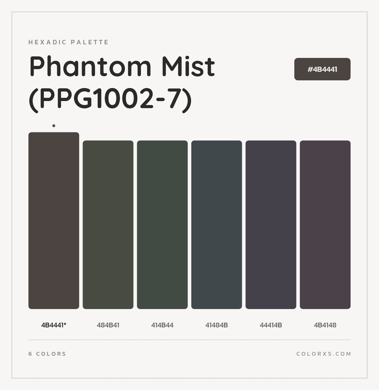Phantom Mist (PPG1002-7) - Hexadic Color Palette