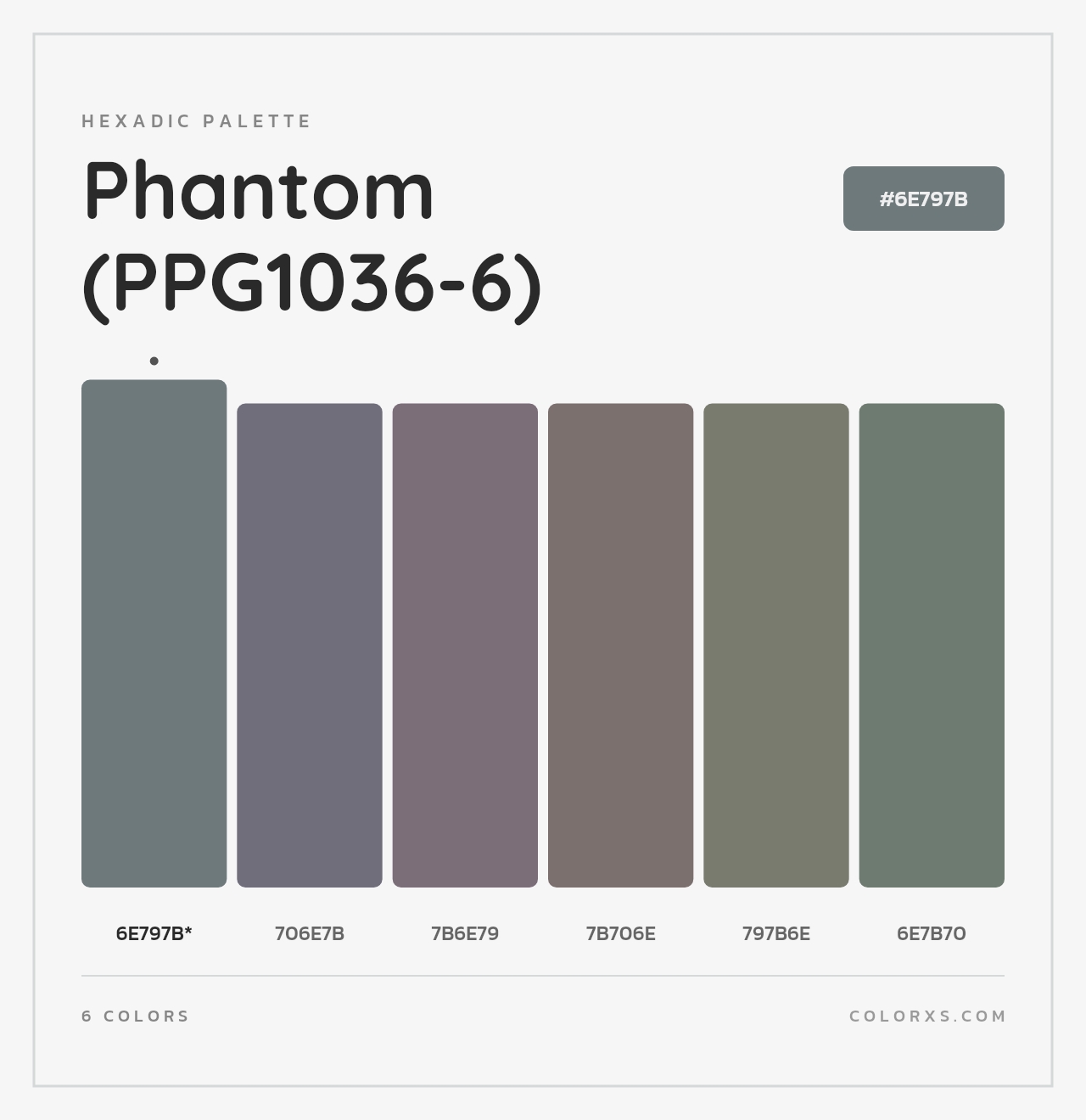 Phantom (PPG1036-6) - Hexadic Color Palette