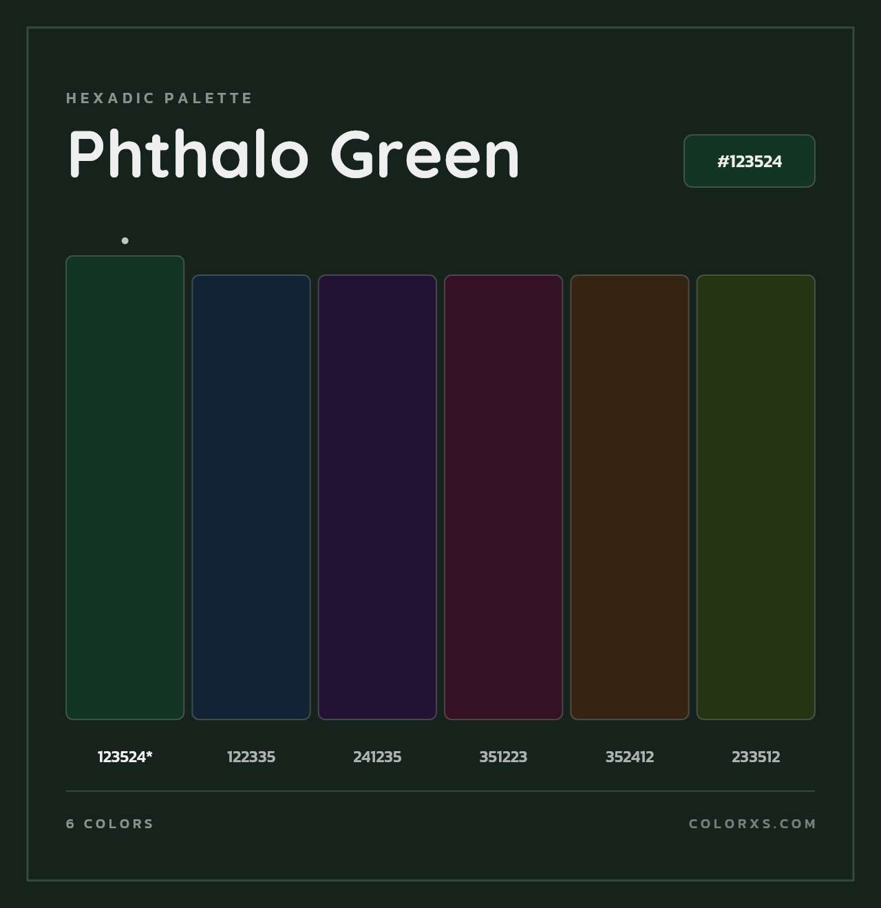 Phthalo Green - Hexadic Color Palette