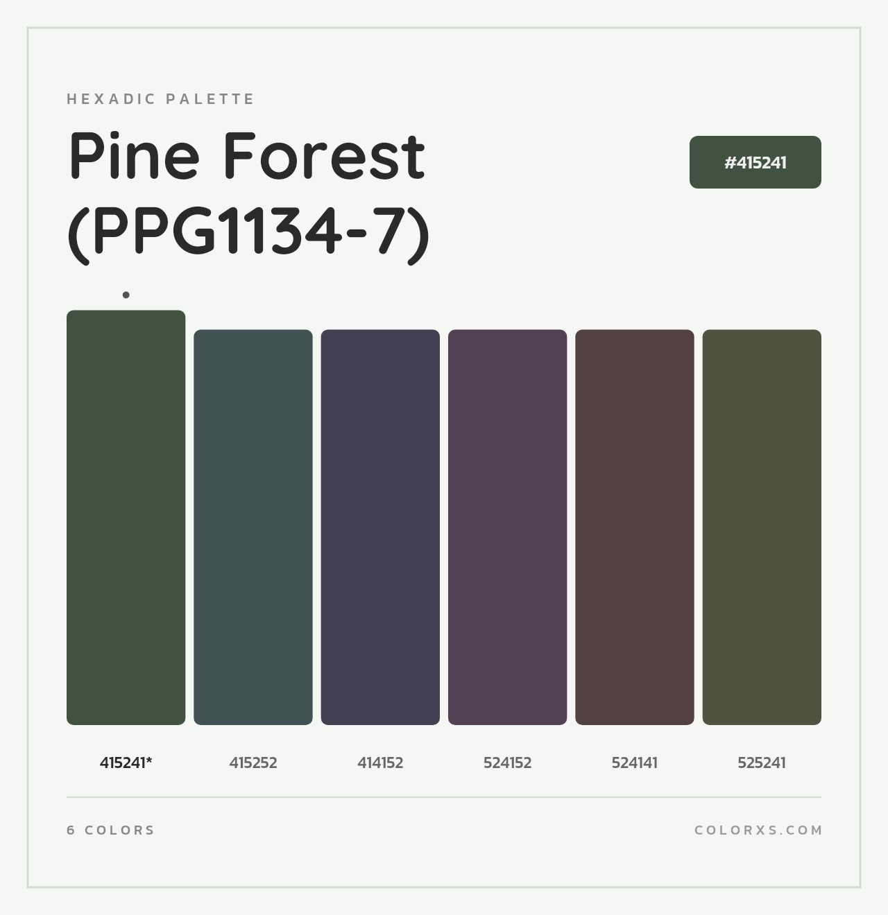 Pine Forest (PPG1134-7) - Hexadic Color Palette