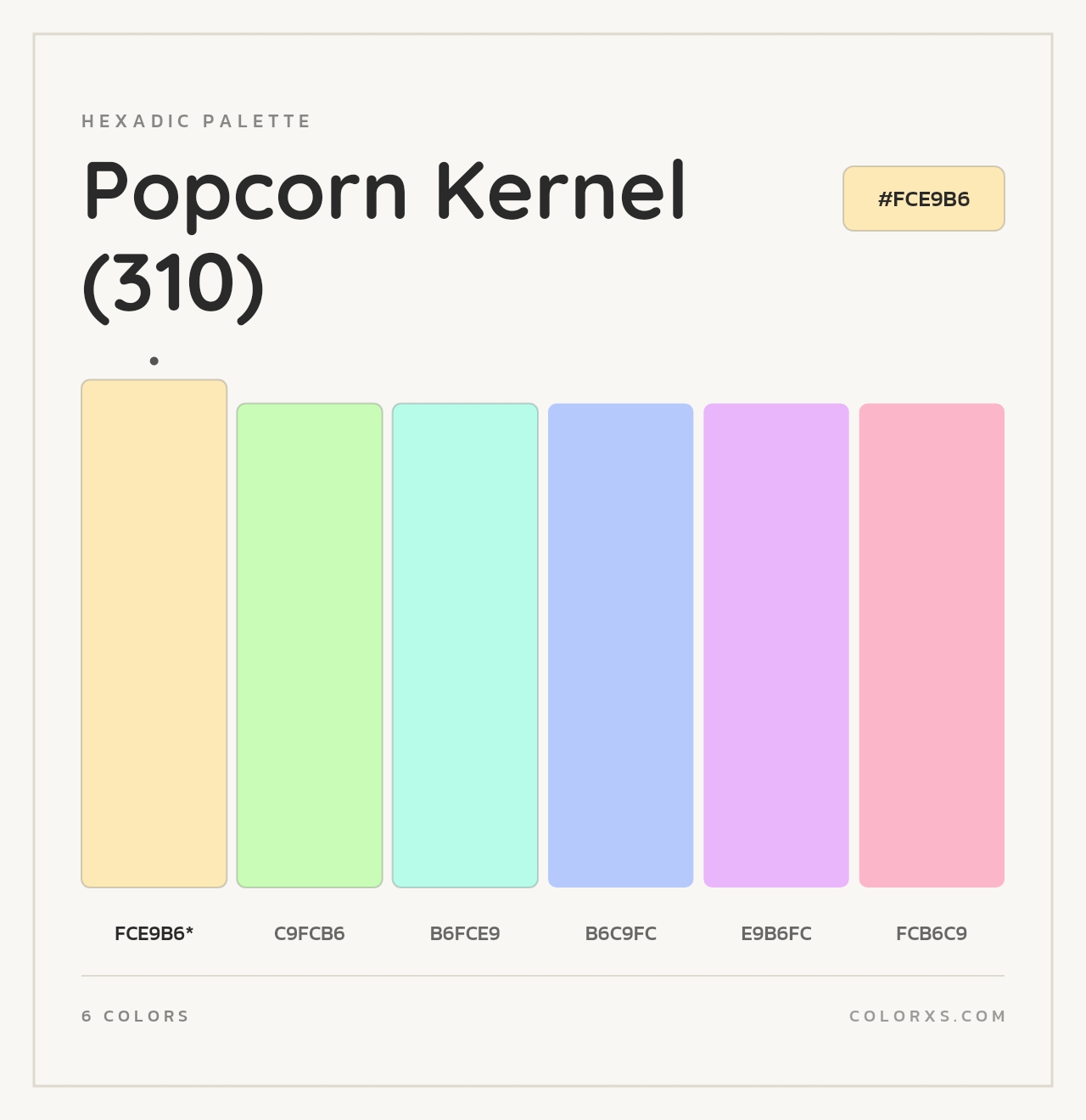 Popcorn Kernel (310) - Hexadic Color Palette