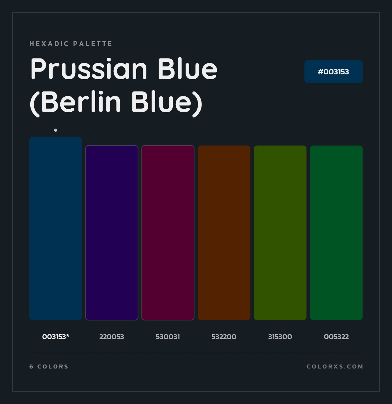 Prussian Blue (Berlin Blue) - Hexadic Color Palette