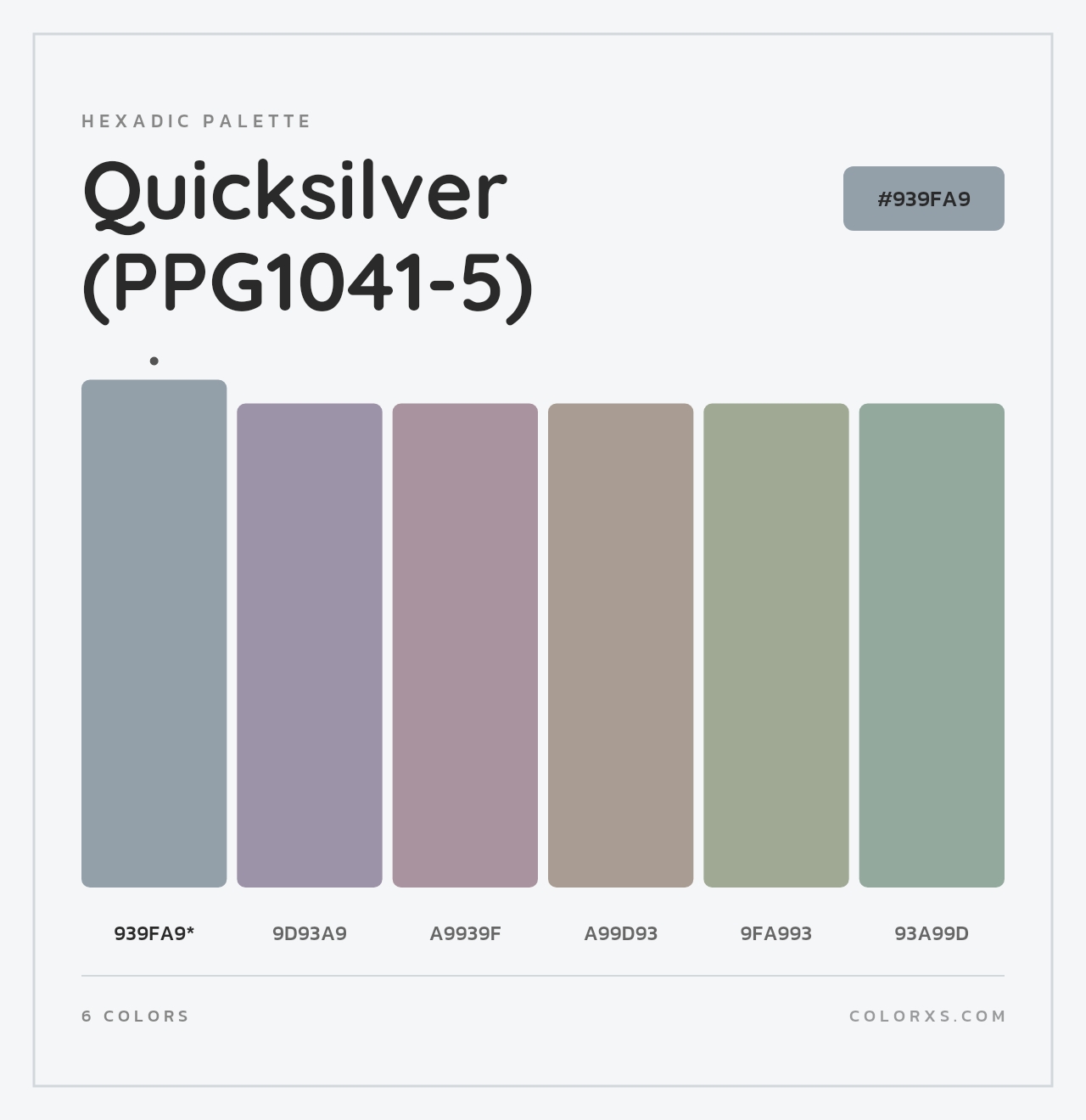 Quicksilver (PPG1041-5) - Hexadic Color Palette