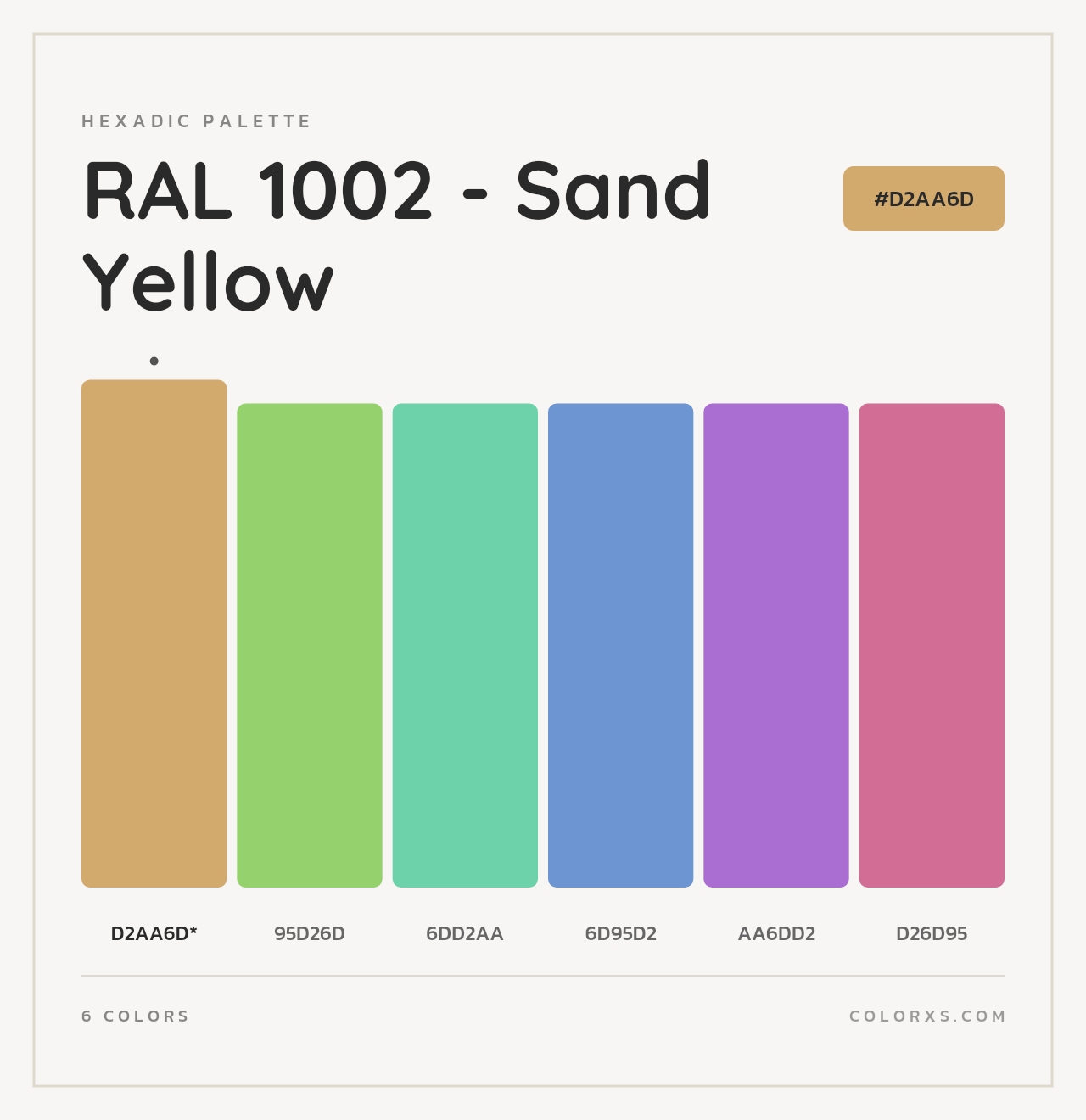 RAL 1002 - Sand Yellow - Hexadic Color Palette