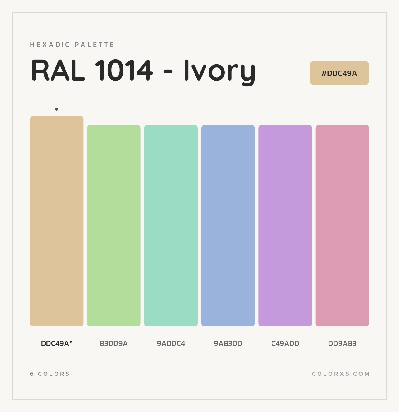 RAL 1014 - Ivory - Hexadic Color Palette