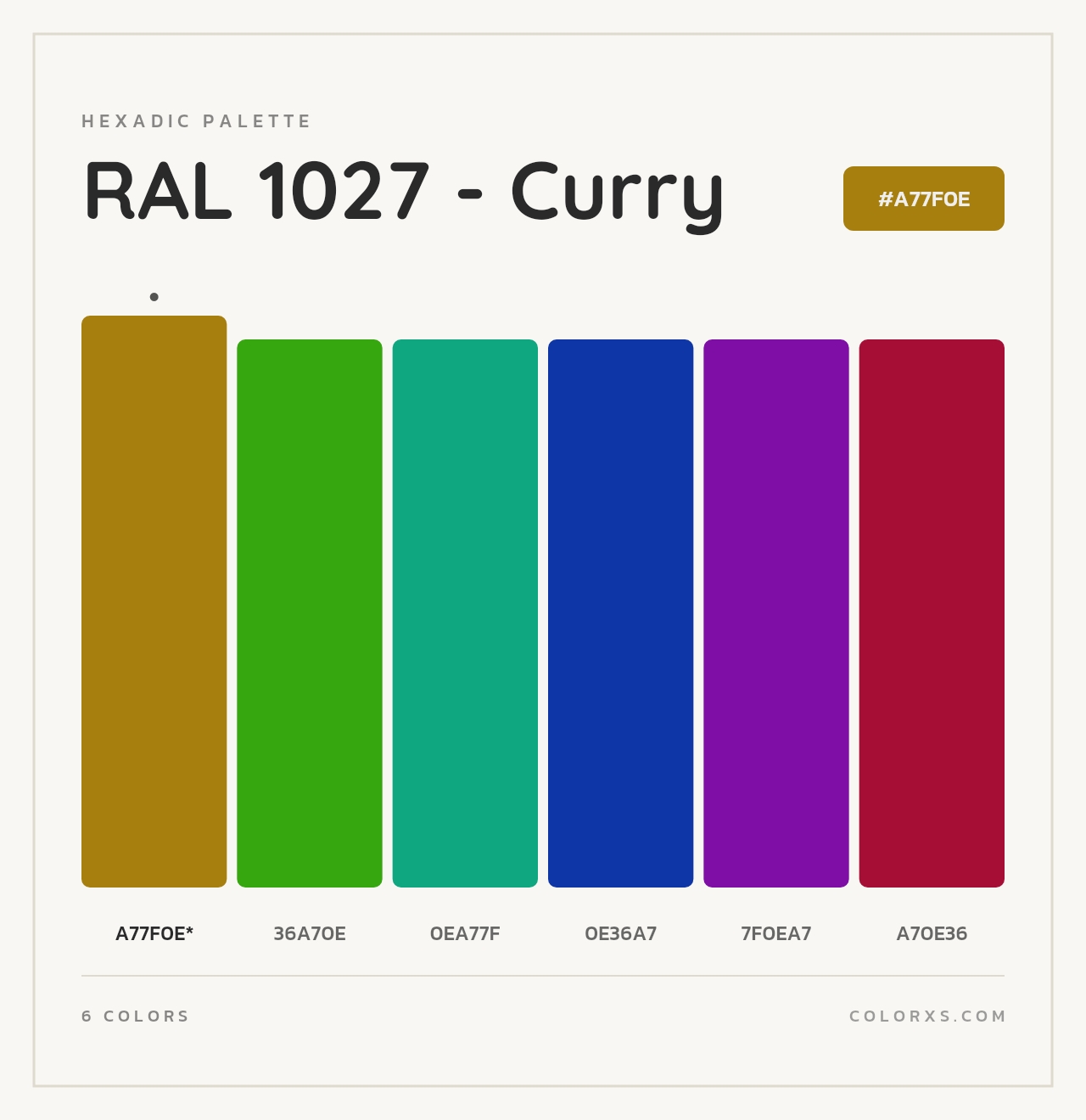 RAL 1027 - Curry - Hexadic Color Palette