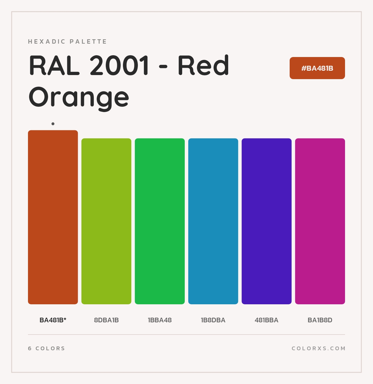 RAL 2001 - Red Orange - Hexadic Color Palette