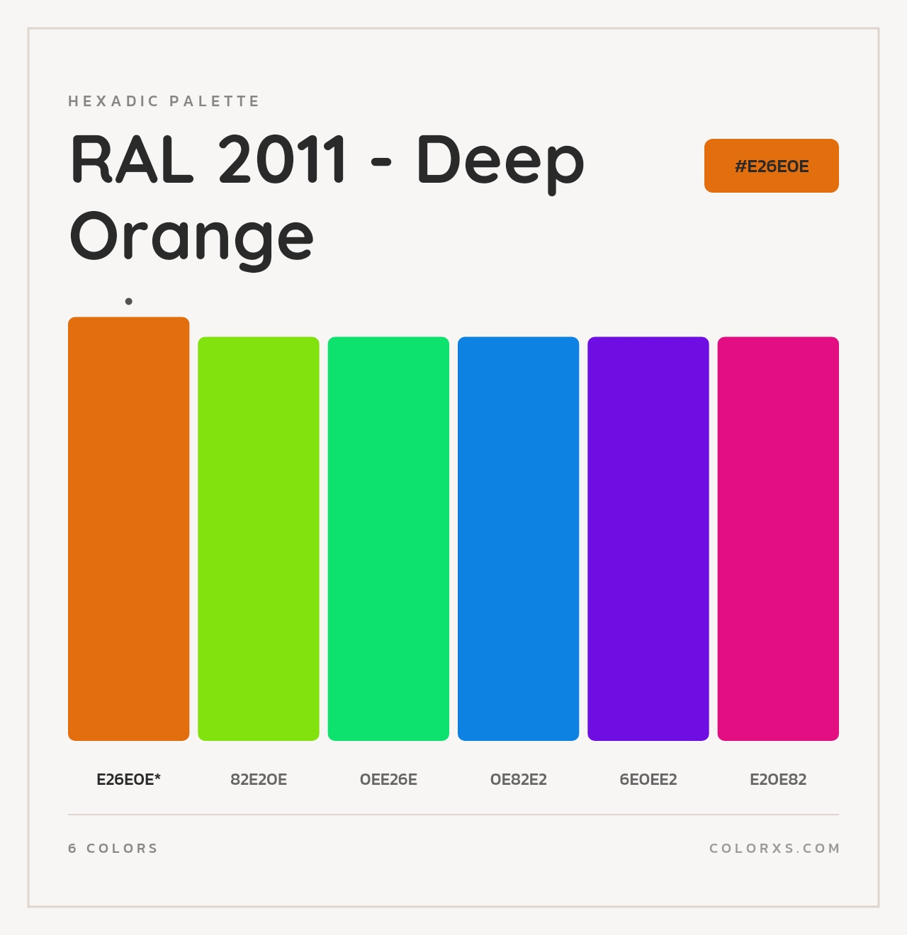 RAL 2011 - Deep Orange - Hexadic Color Palette