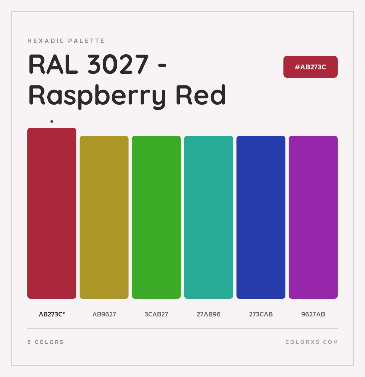 RAL 3027 - Raspberry Red - Hexadic Color Palette
