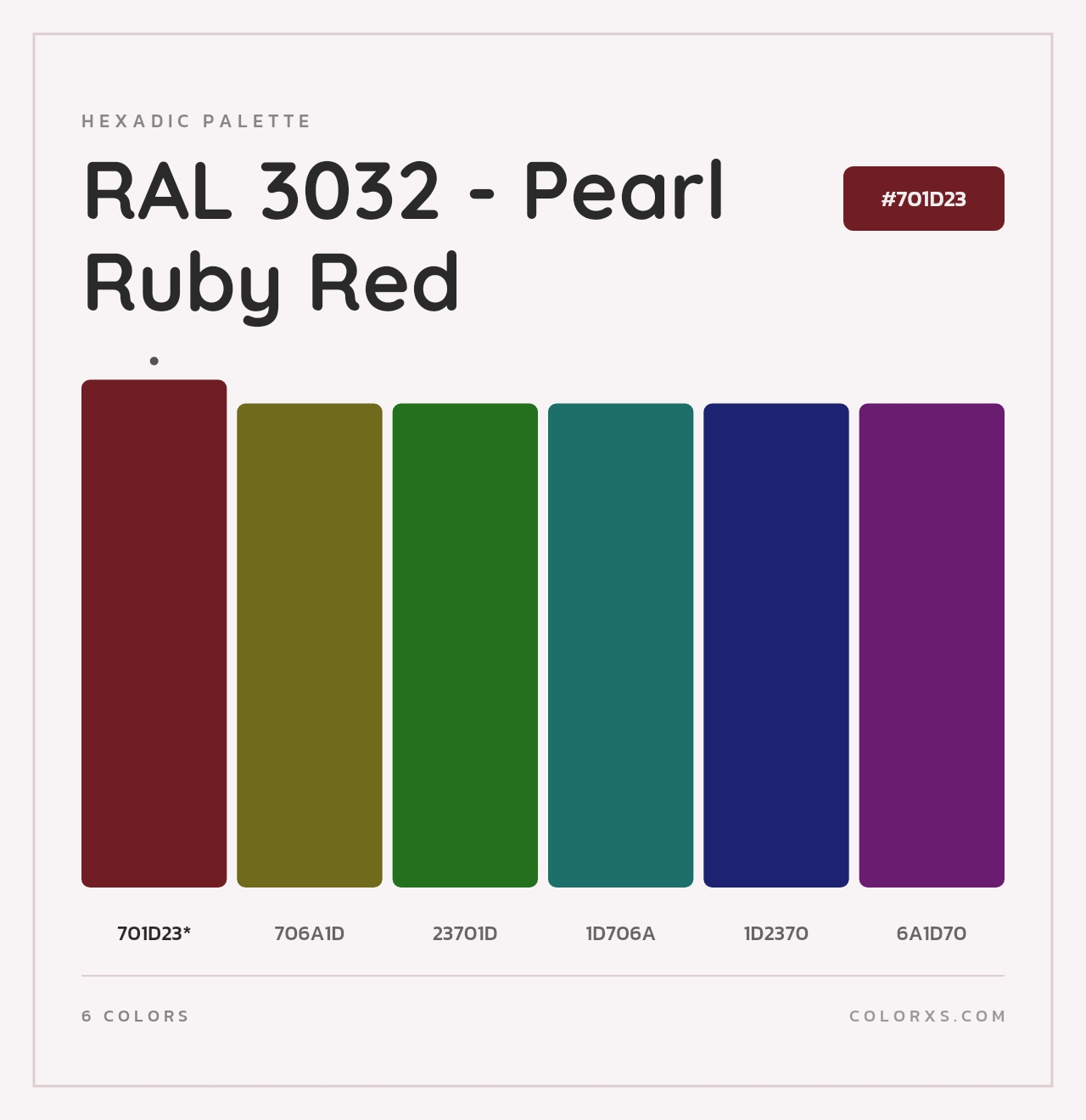 RAL 3032 - Pearl Ruby Red - Hexadic Color Palette