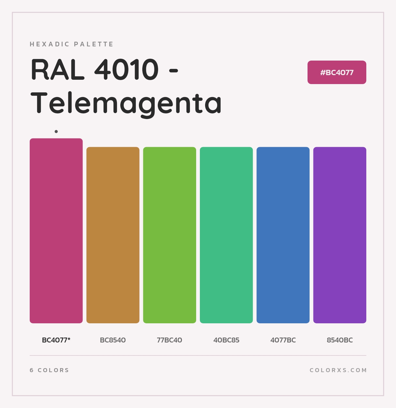 RAL 4010 - Telemagenta - Hexadic Color Palette