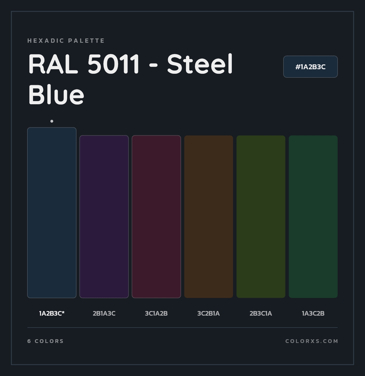 RAL 5011 - Steel Blue - Hexadic Color Palette
