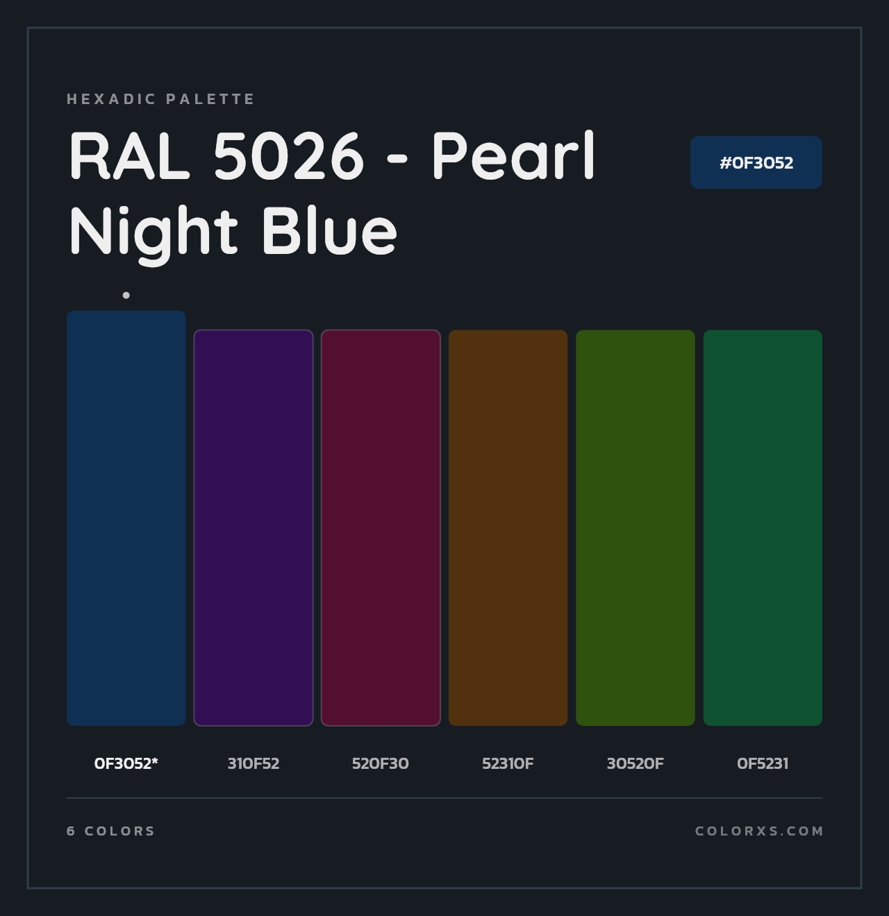 RAL 5026 - Pearl Night Blue - Hexadic Color Palette