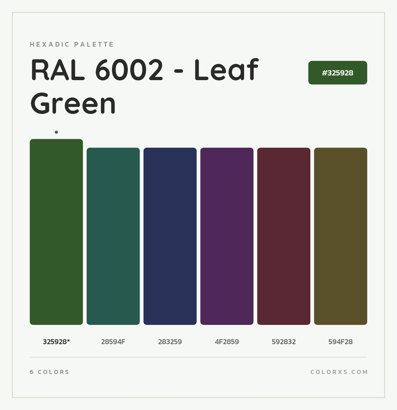 RAL 6002 - Leaf Green - Hexadic Color Palette