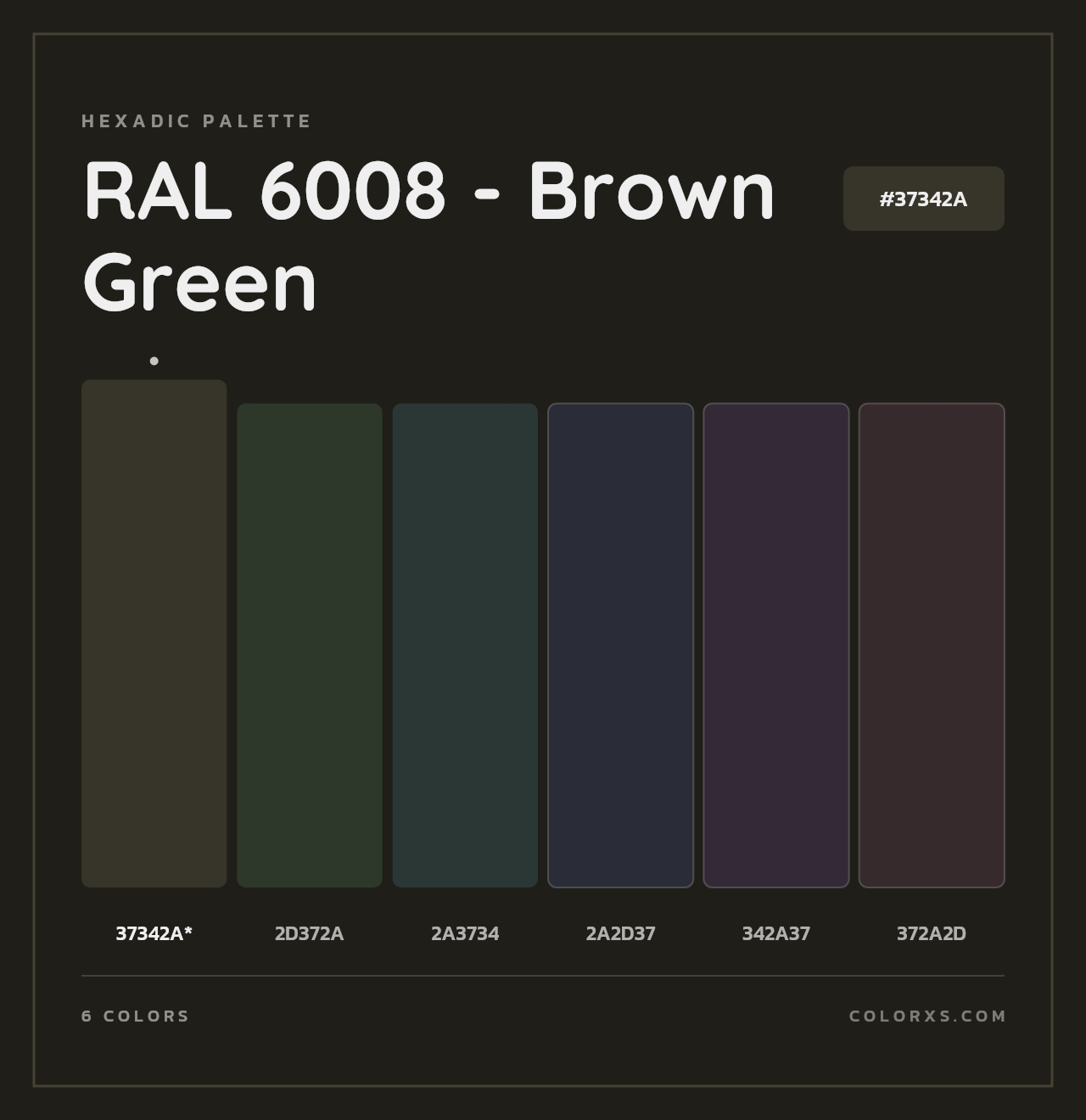 RAL 6008 - Brown Green - Hexadic Color Palette