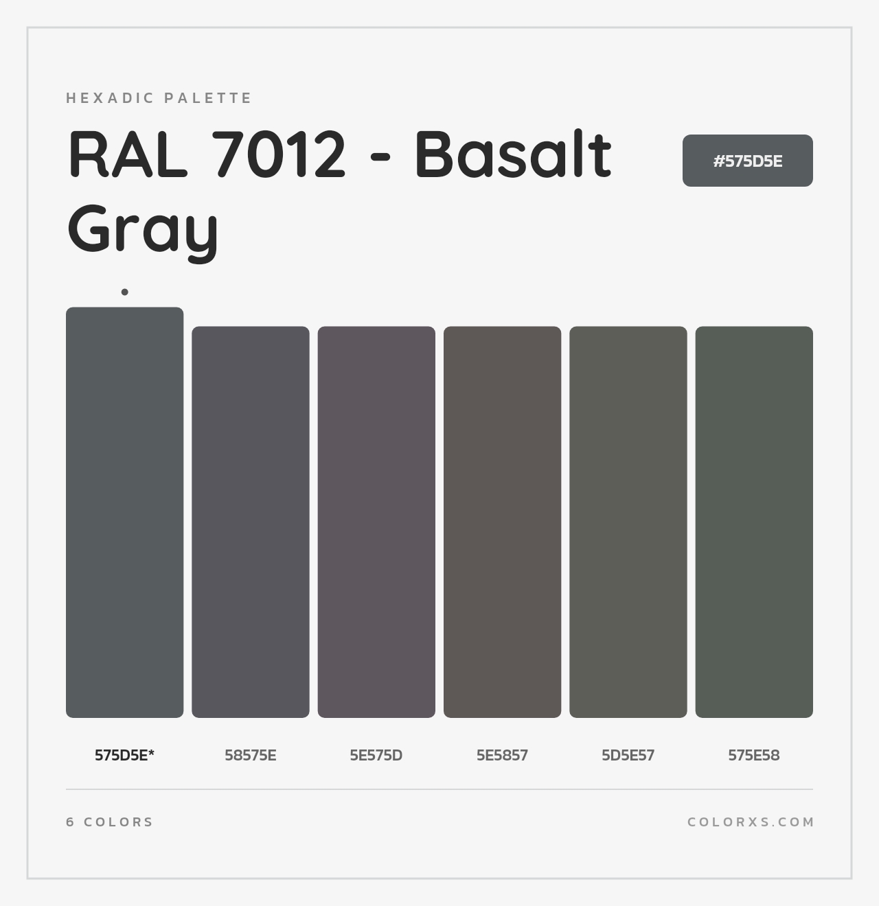 RAL 7012 - Basalt Gray - Hexadic Color Palette