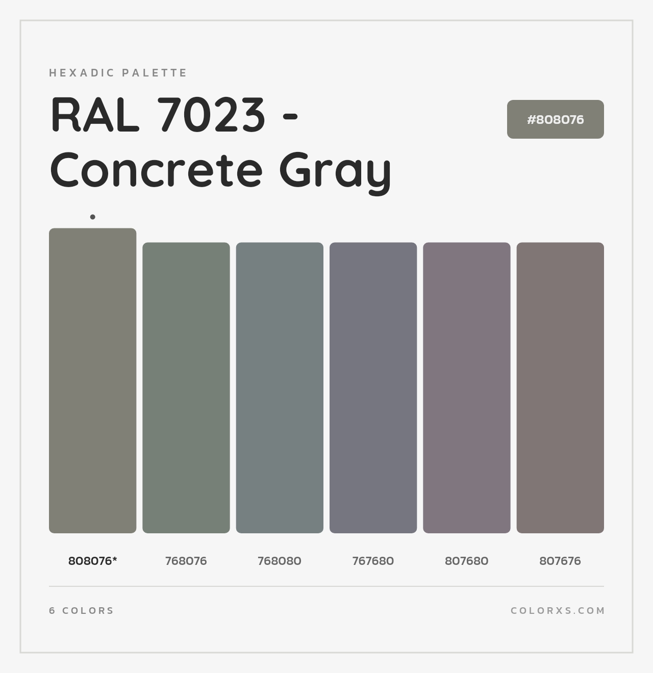 RAL 7023 - Concrete Gray - Hexadic Color Palette