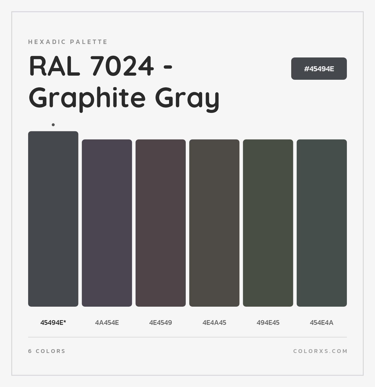 RAL 7024 - Graphite Gray - Hexadic Color Palette