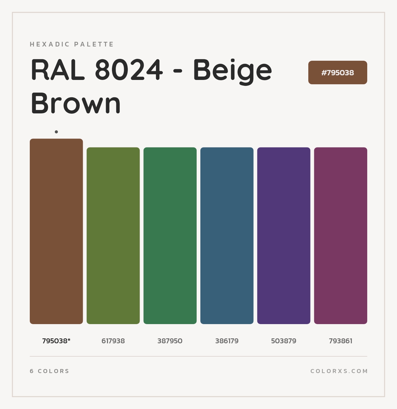 RAL 8024 - Beige Brown - Hexadic Color Palette