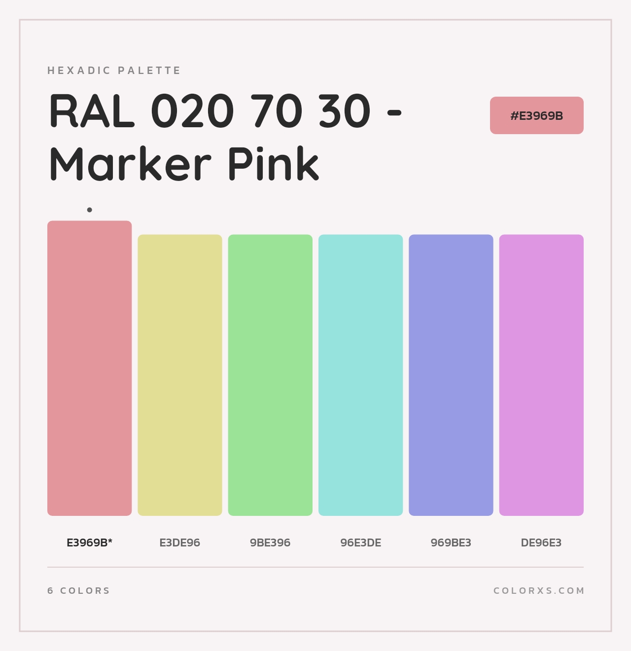 RAL 020 70 30 - Marker Pink - Hexadic Color Palette