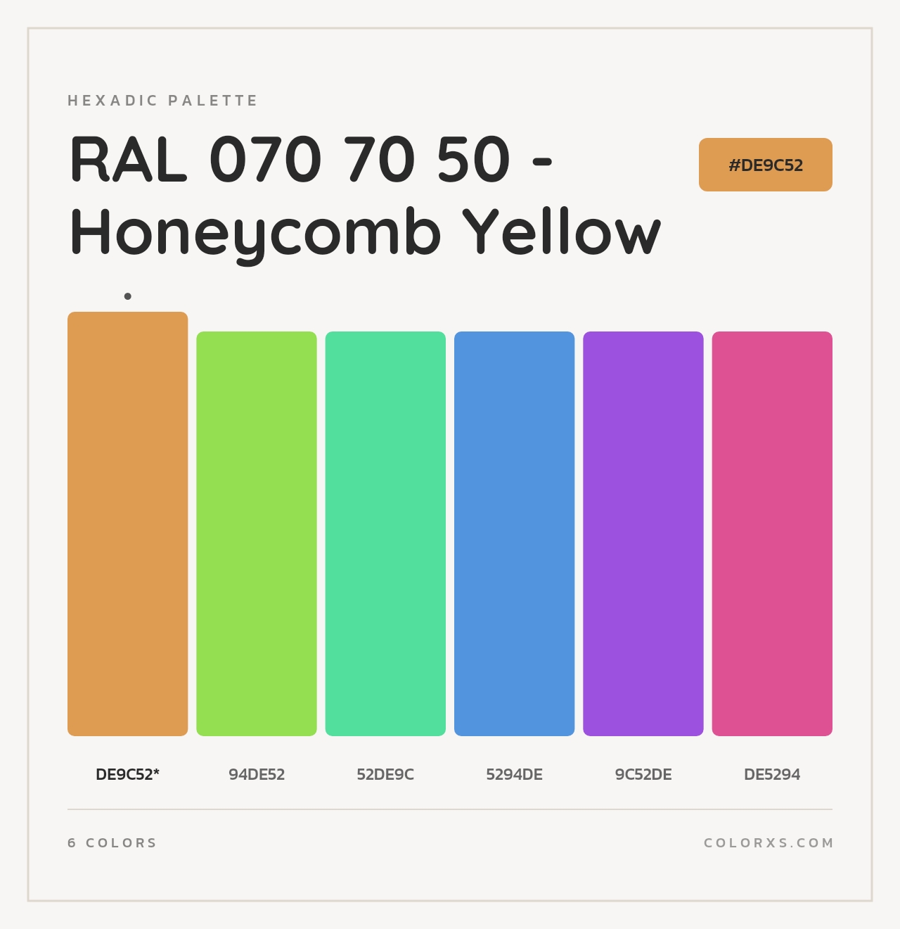 RAL 070 70 50 - Honeycomb Yellow - Hexadic Color Palette