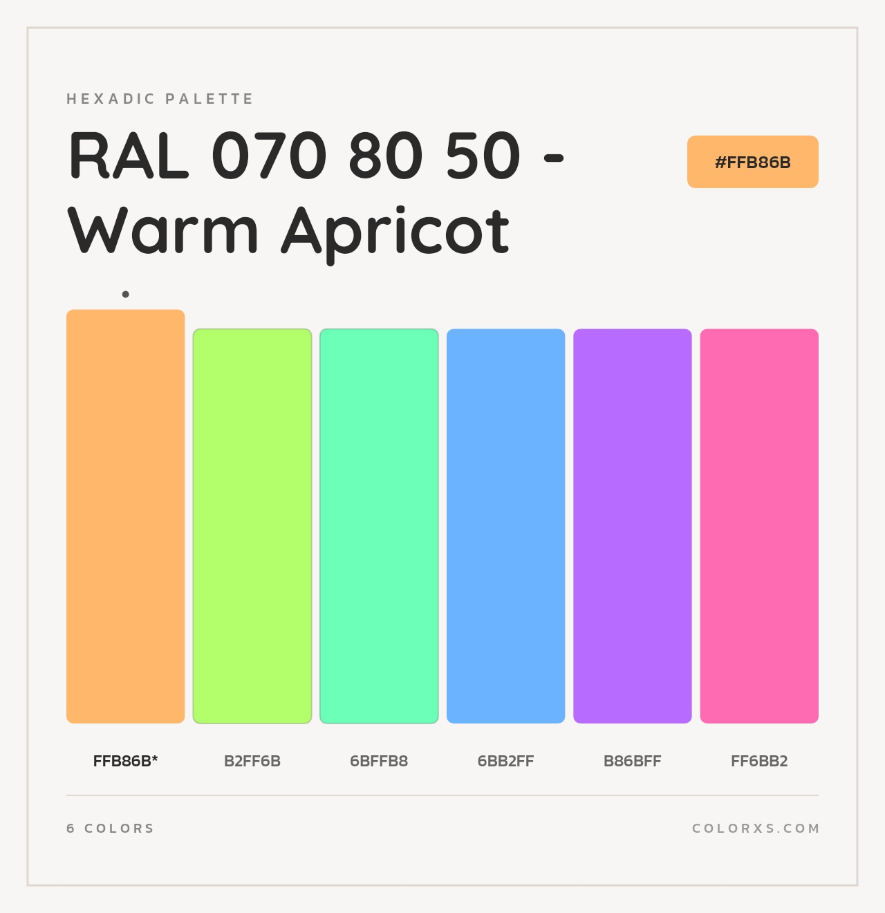 RAL 070 80 50 - Warm Apricot - Hexadic Color Palette