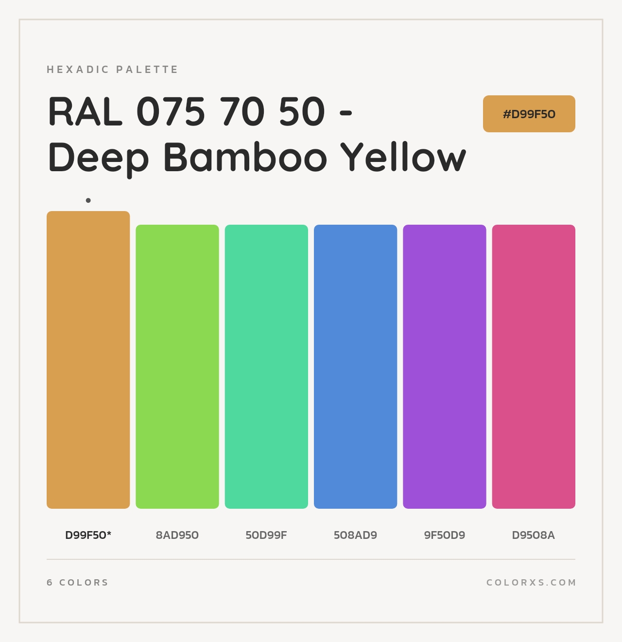 RAL 075 70 50 - Deep Bamboo Yellow - Hexadic Color Palette
