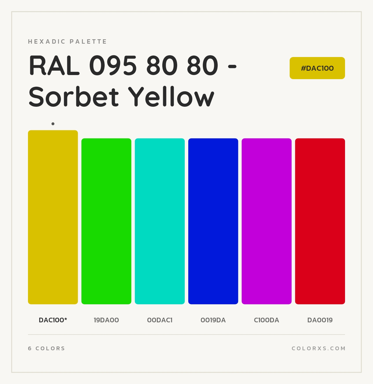RAL 095 80 80 - Sorbet Yellow - Hexadic Color Palette