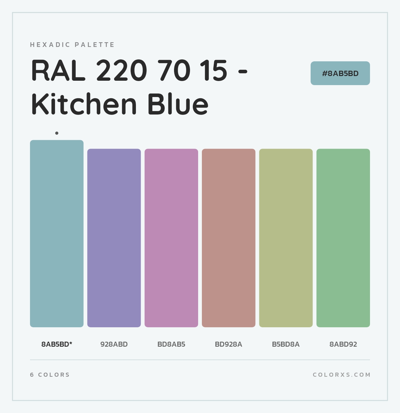 RAL 220 70 15 - Kitchen Blue - Hexadic Color Palette