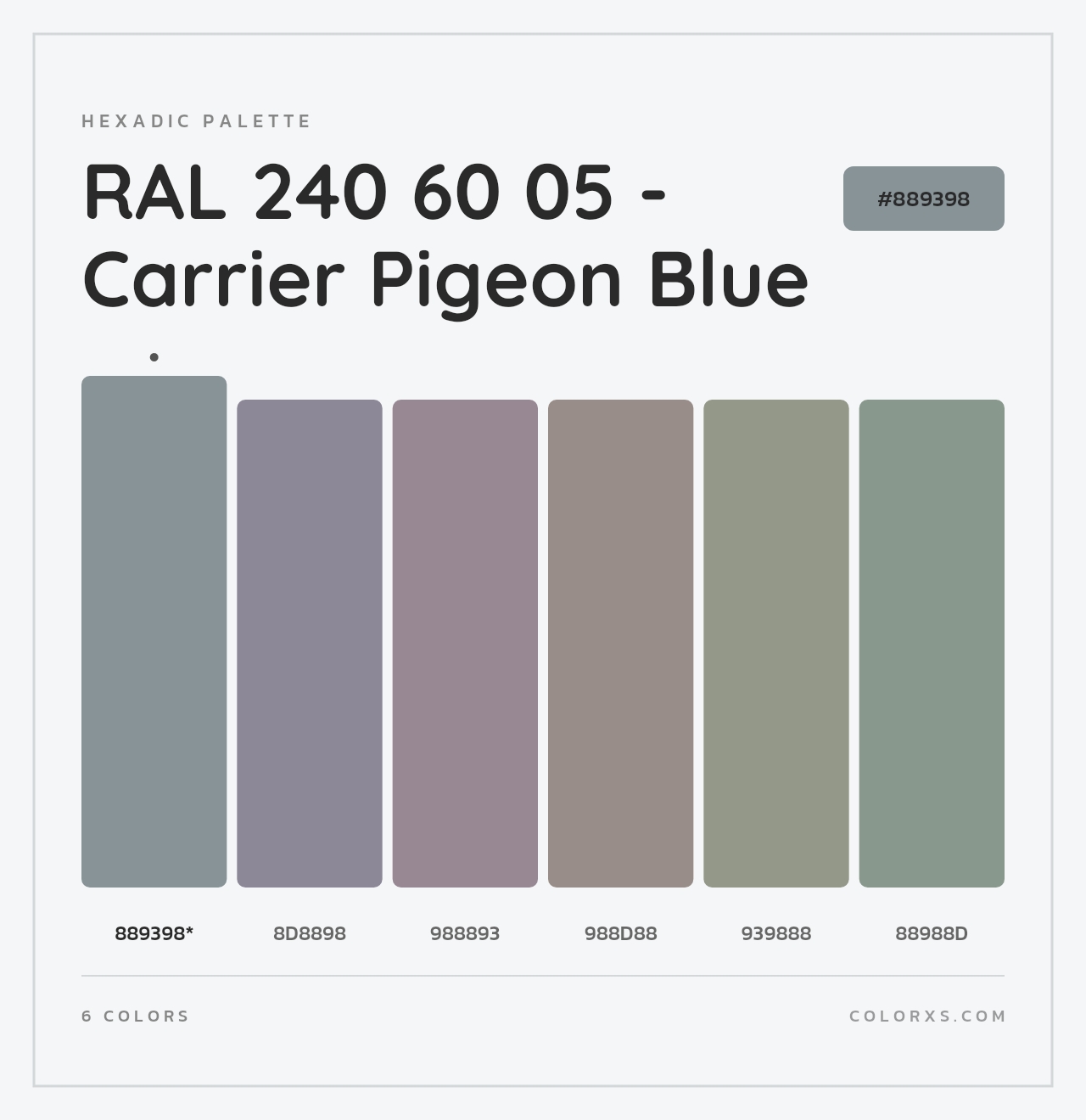 RAL 240 60 05 - Carrier Pigeon Blue - Hexadic Color Palette