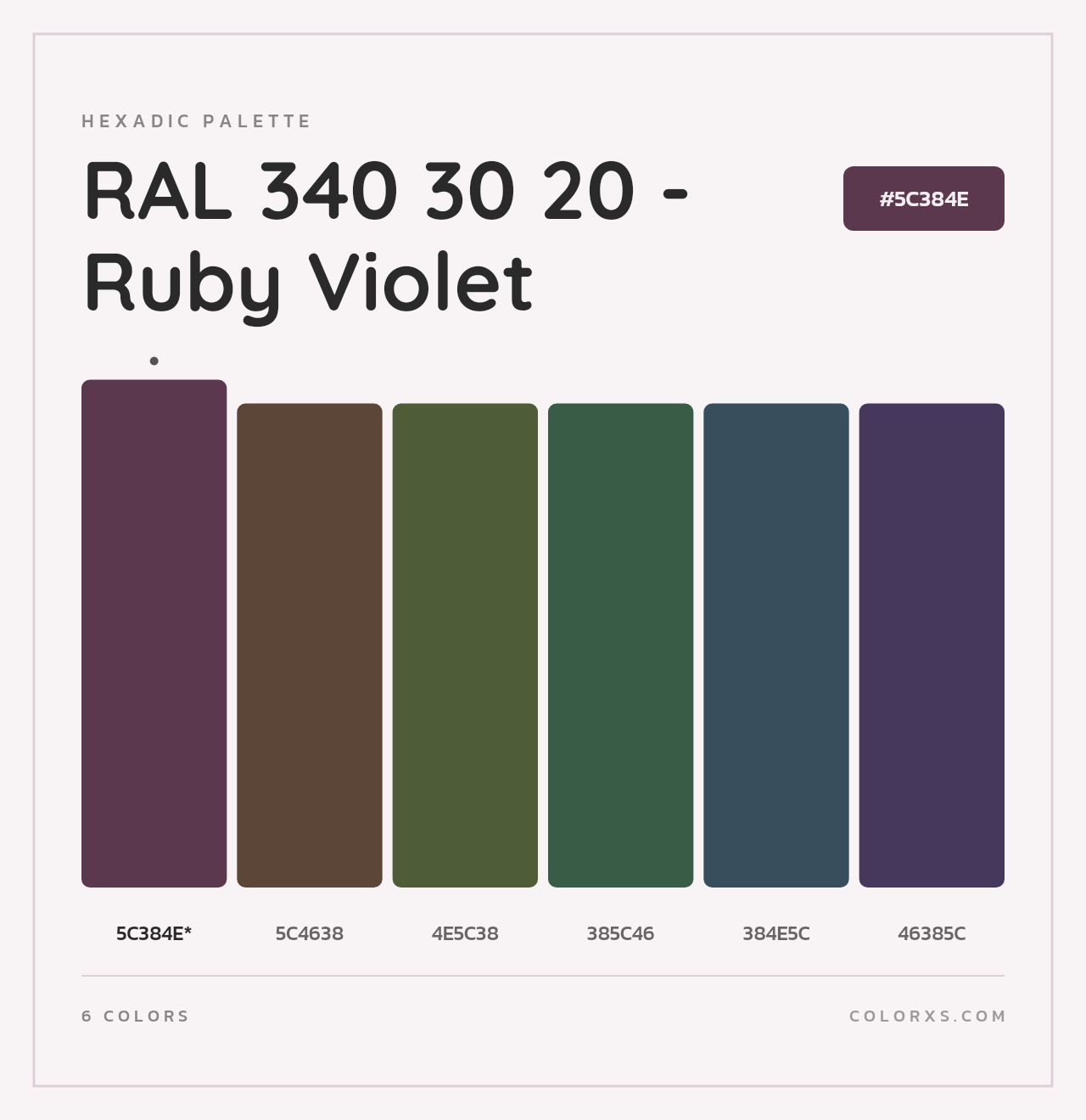 RAL 340 30 20 - Ruby Violet - Hexadic Color Palette