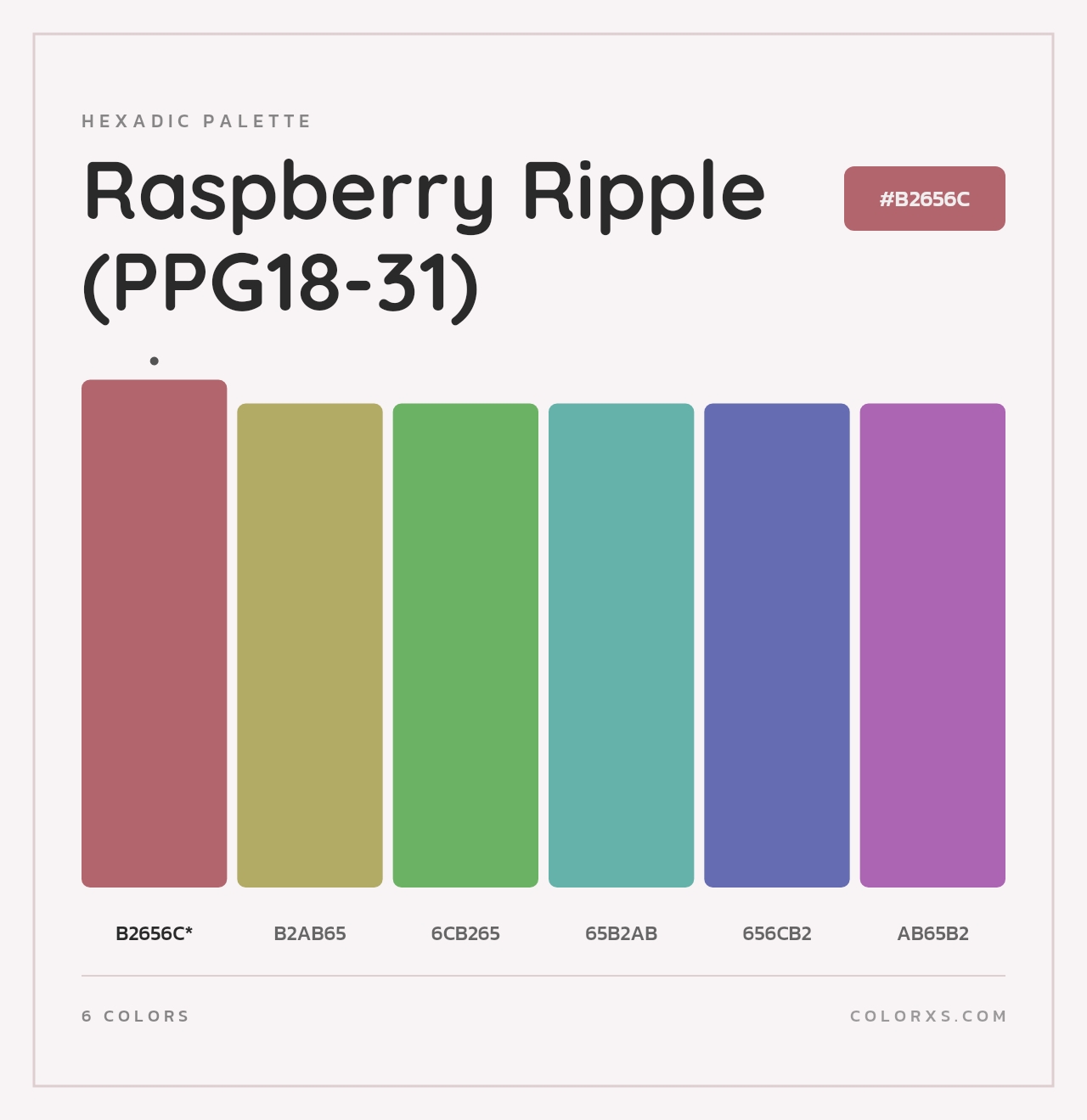 Raspberry Ripple (PPG18-31) - Hexadic Color Palette