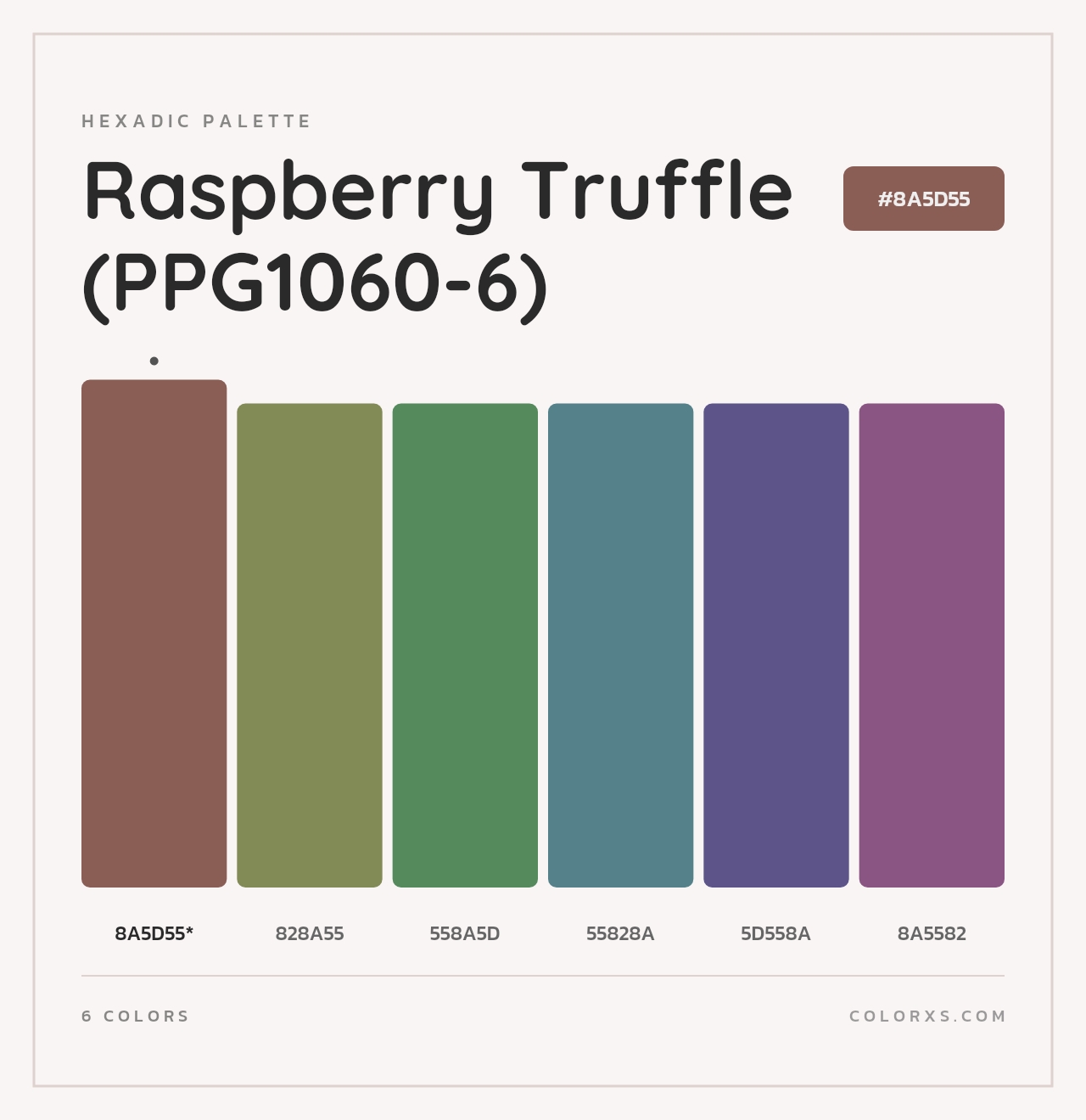 Raspberry Truffle (PPG1060-6) - Hexadic Color Palette