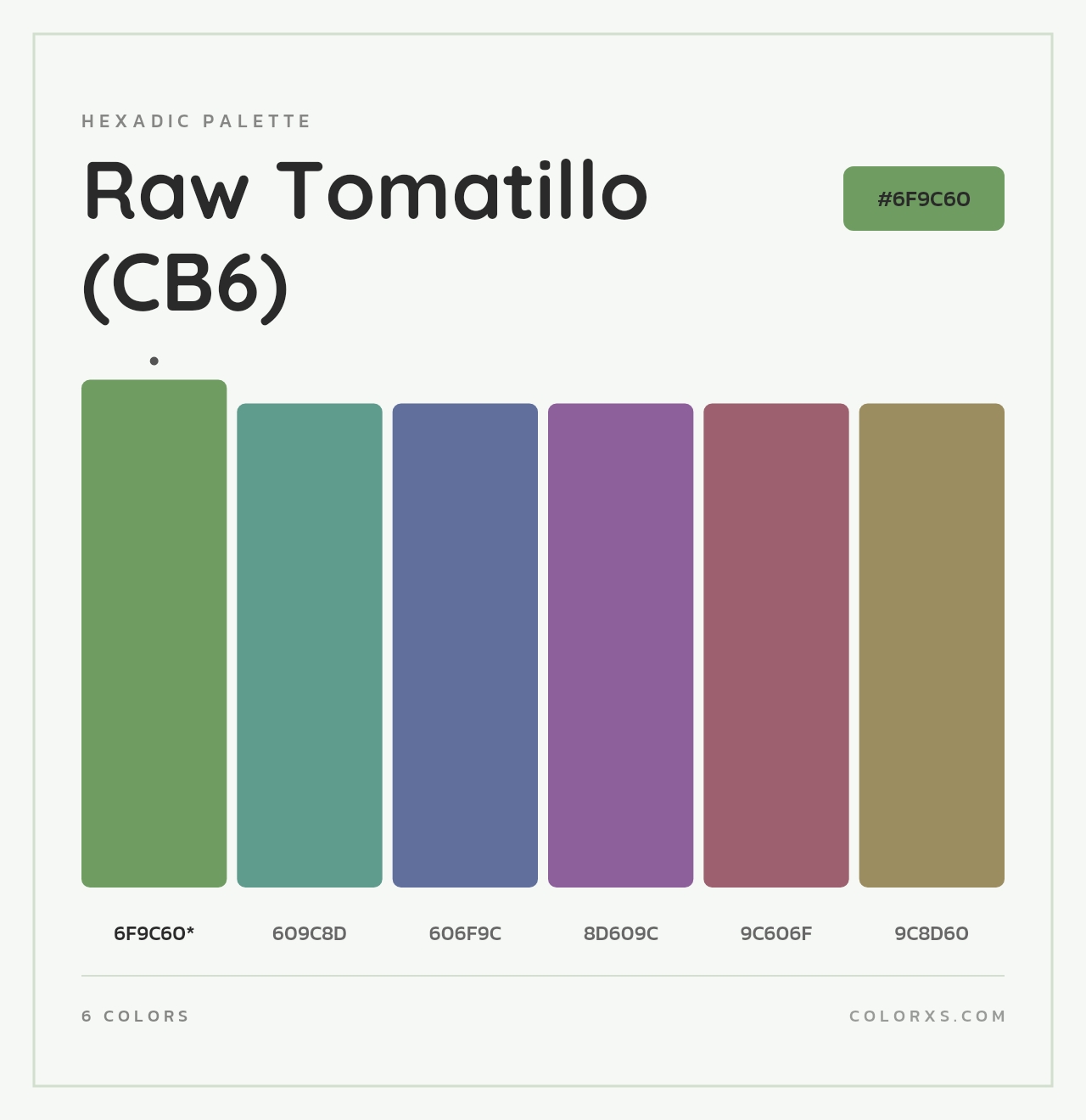 Raw Tomatillo (CB6) - Hexadic Color Palette