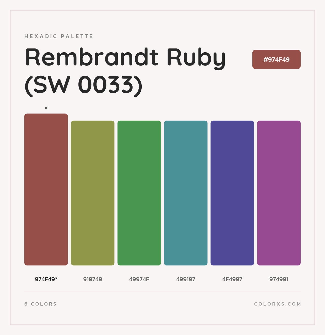 Rembrandt Ruby (SW 0033) - Hexadic Color Palette