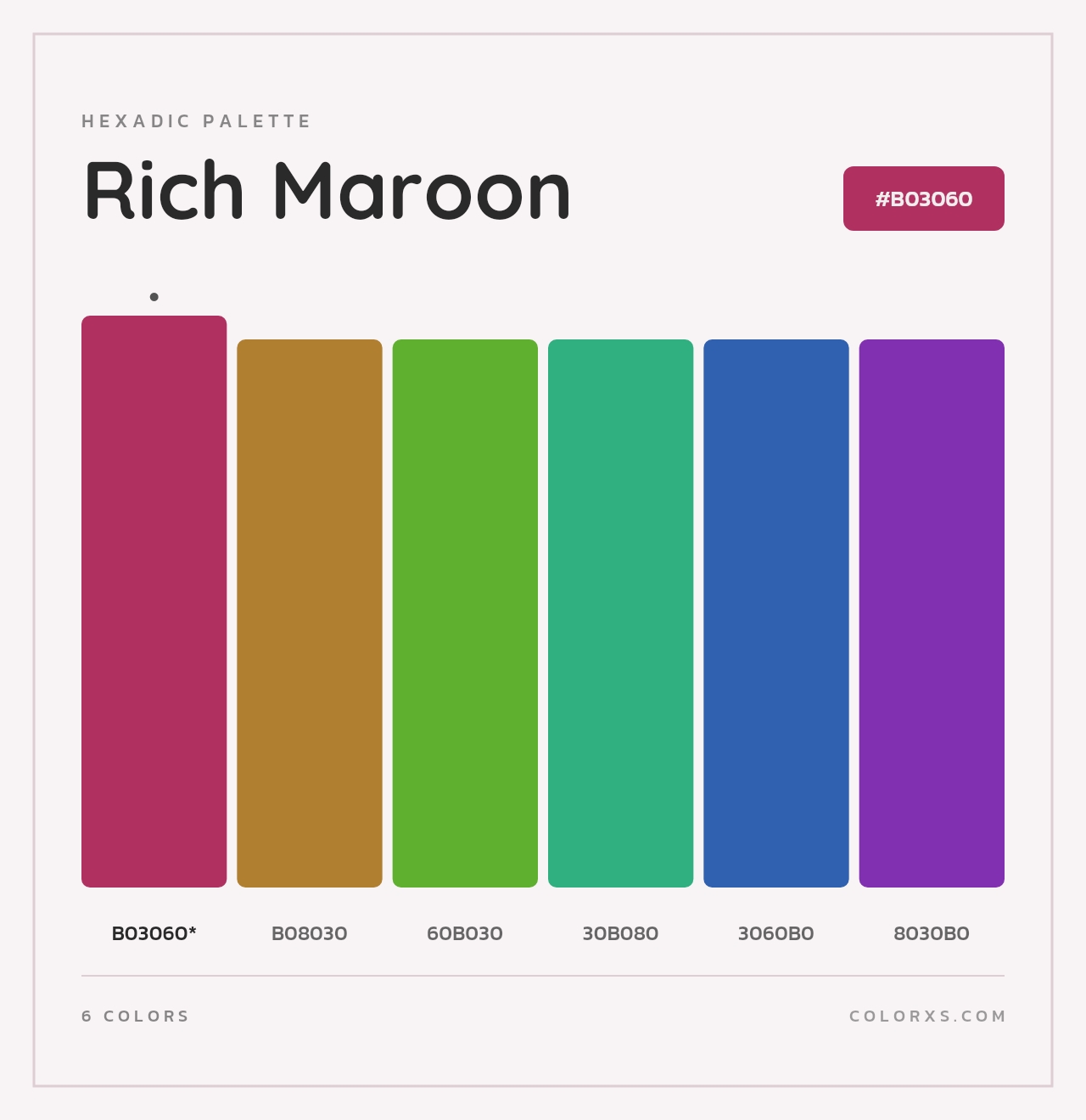 Rich Maroon - Hexadic Color Palette