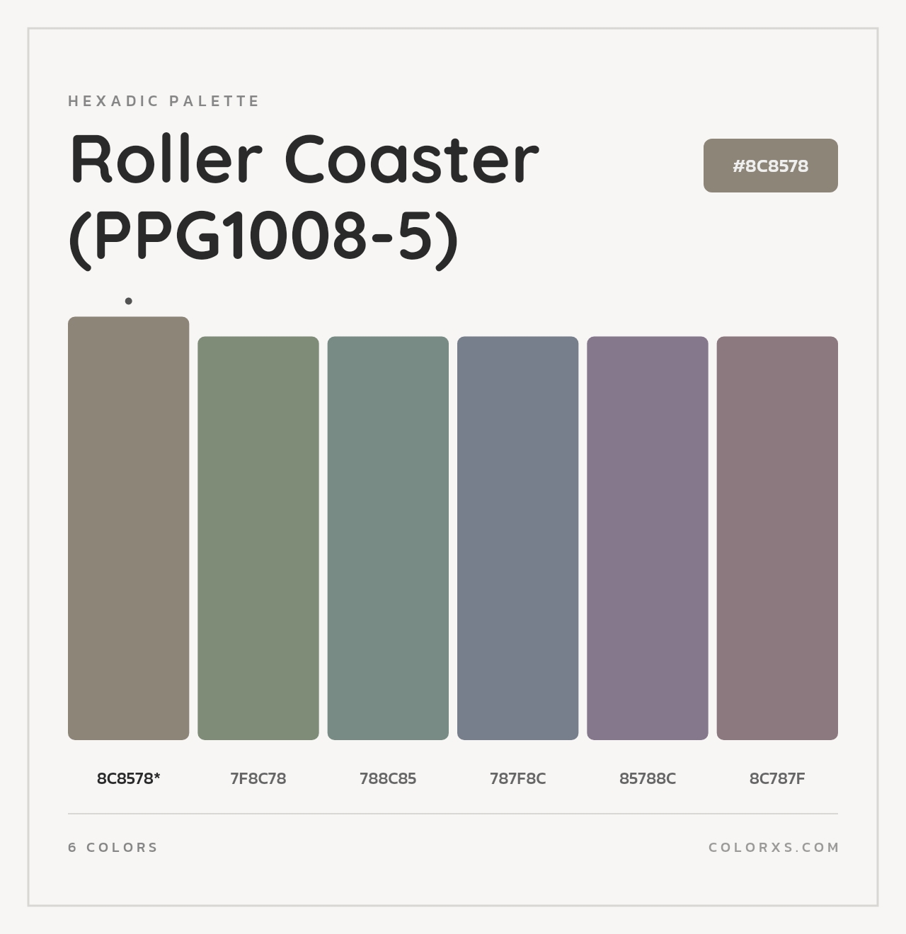 Roller Coaster (PPG1008-5) - Hexadic Color Palette