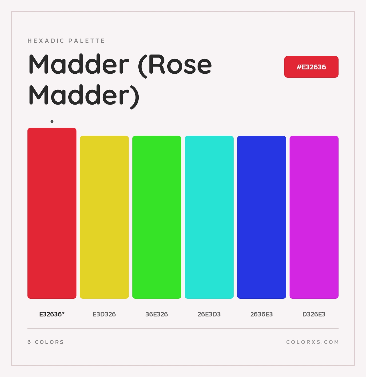 Madder (Rose Madder) - Hexadic Color Palette