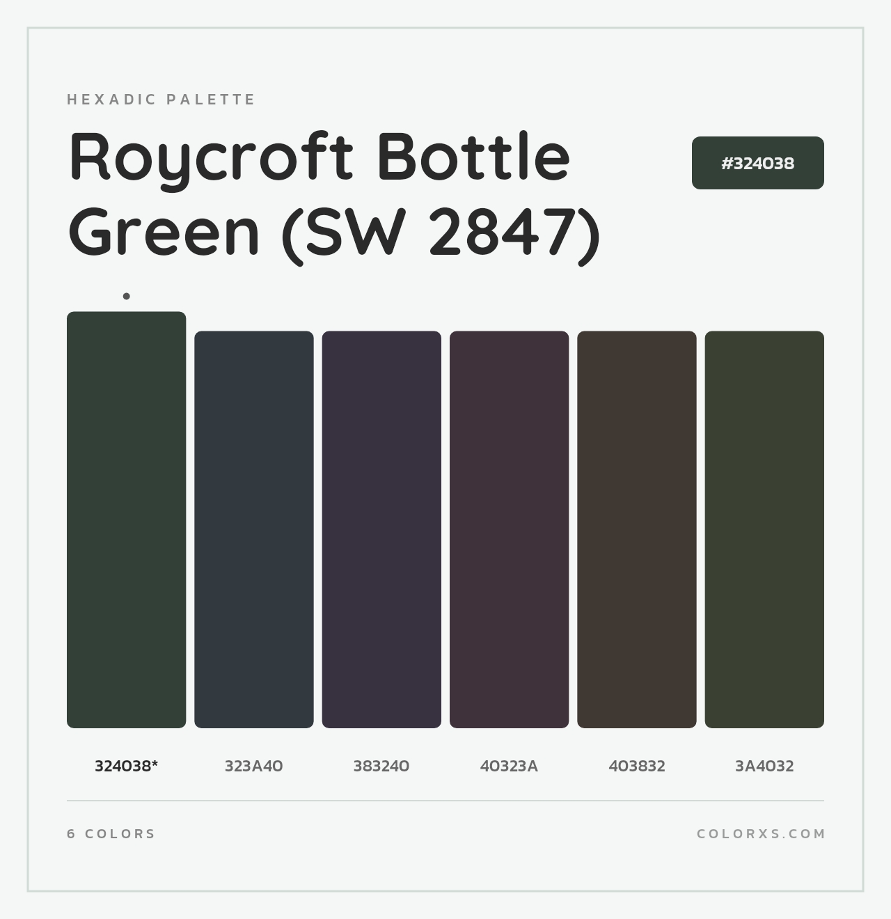 Roycroft Bottle Green (SW 2847) - Hexadic Color Palette