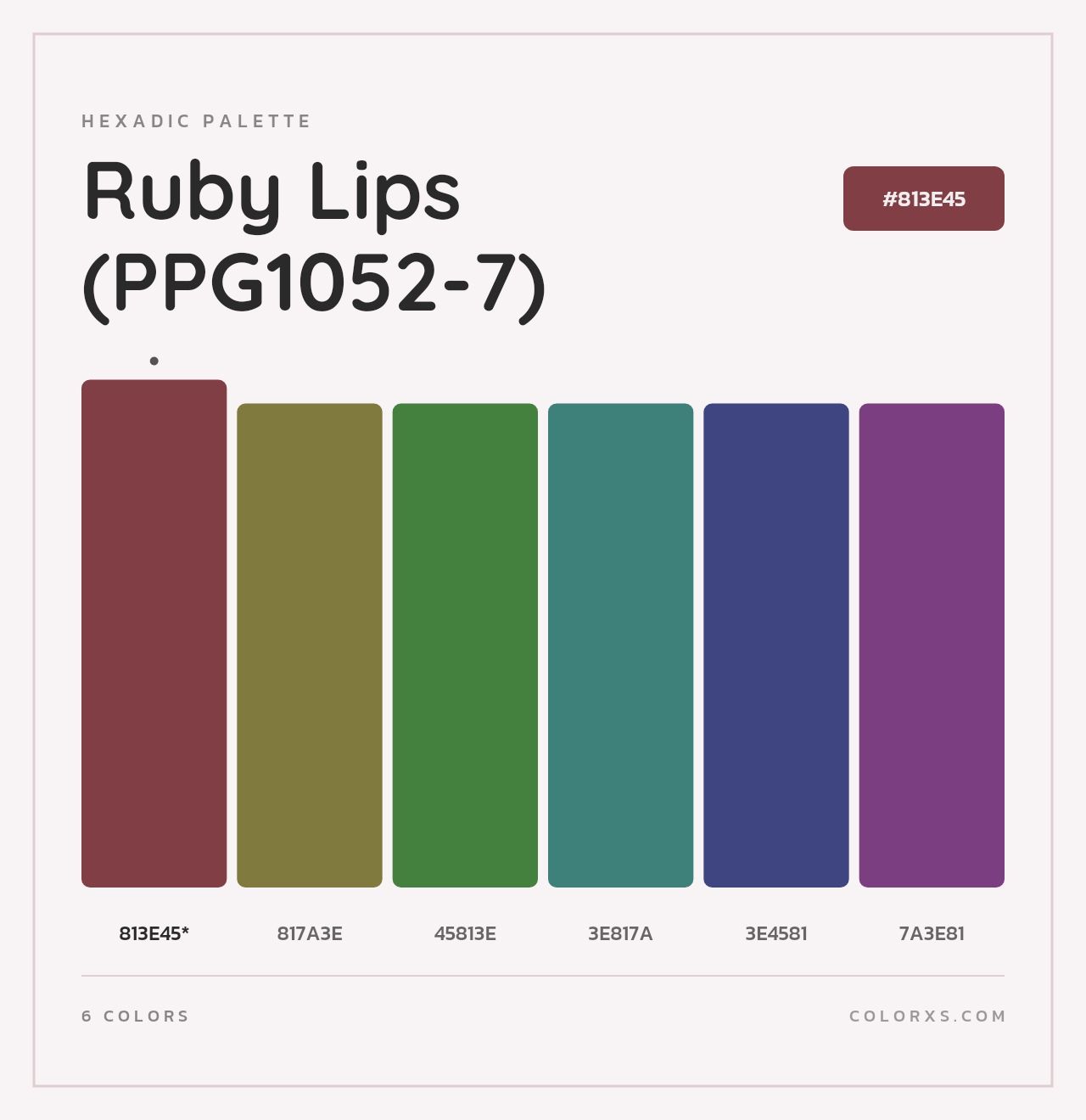 Ruby Lips (PPG1052-7) - Hexadic Color Palette