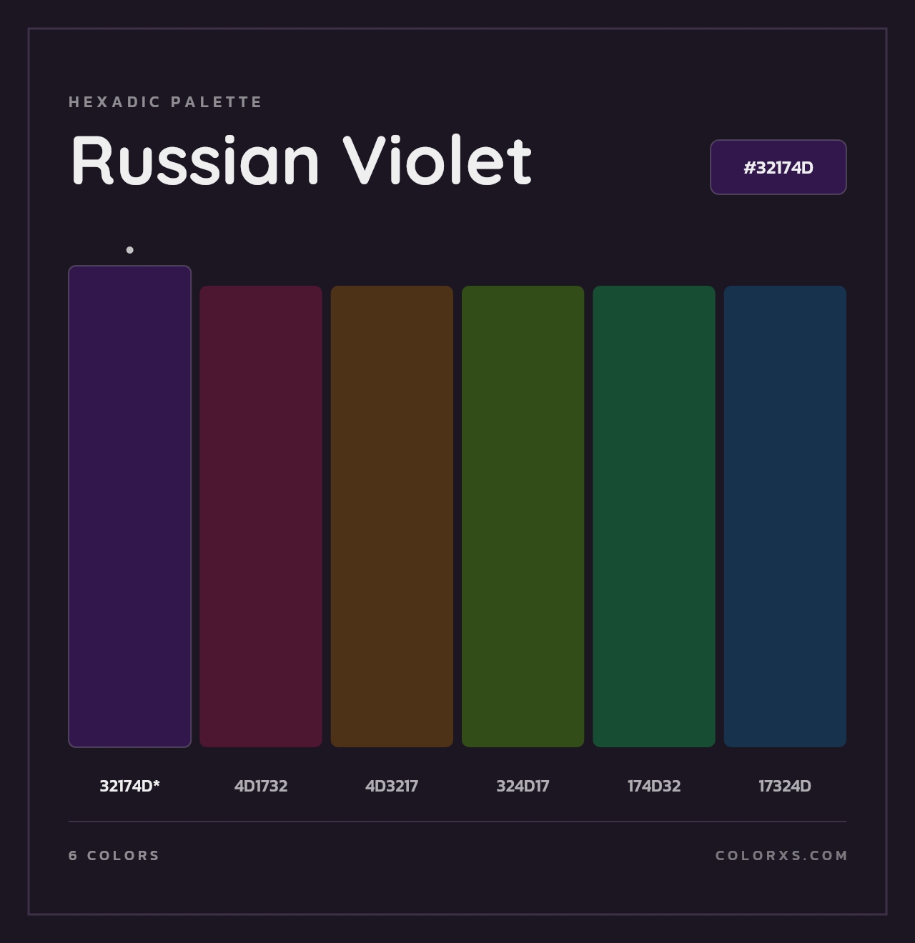 Russian Violet - Hexadic Color Palette