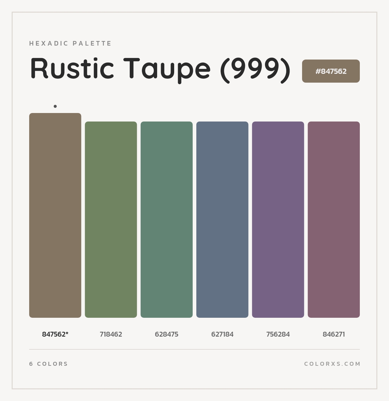 Rustic Taupe (999) - Hexadic Color Palette