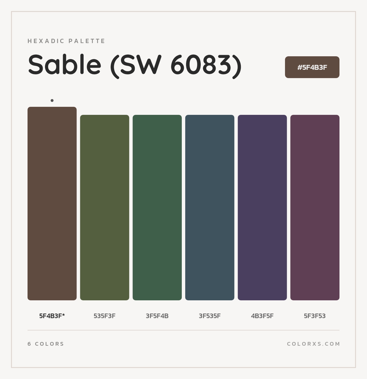 Sable (SW 6083) - Hexadic Color Palette