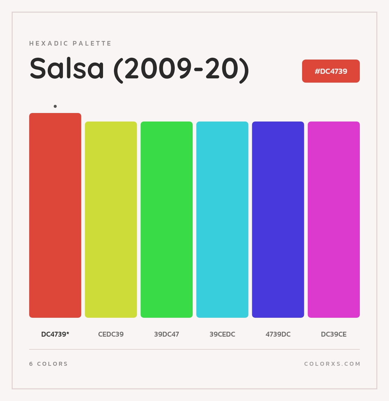 Salsa (2009-20) - Hexadic Color Palette