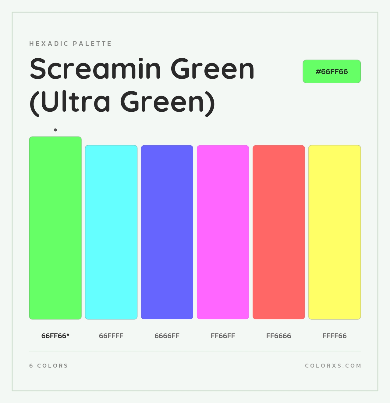 Screamin Green (Ultra Green) - Hexadic Color Palette
