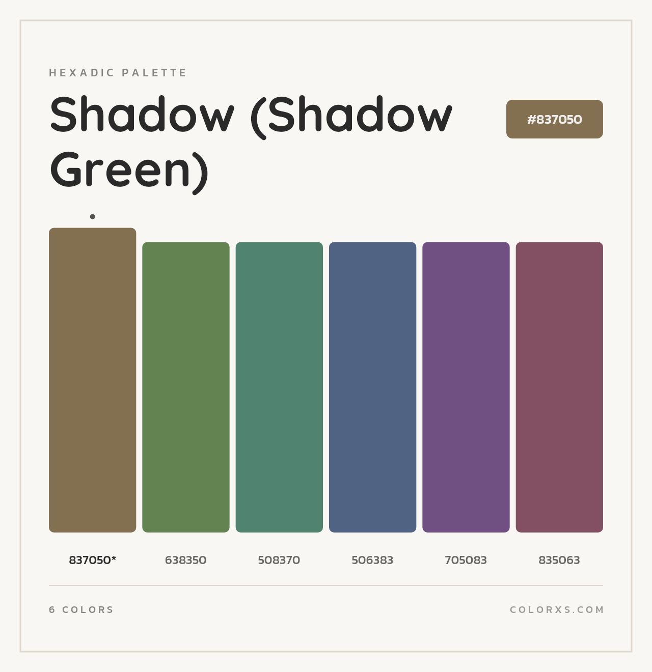 Shadow (Shadow Green) - Hexadic Color Palette
