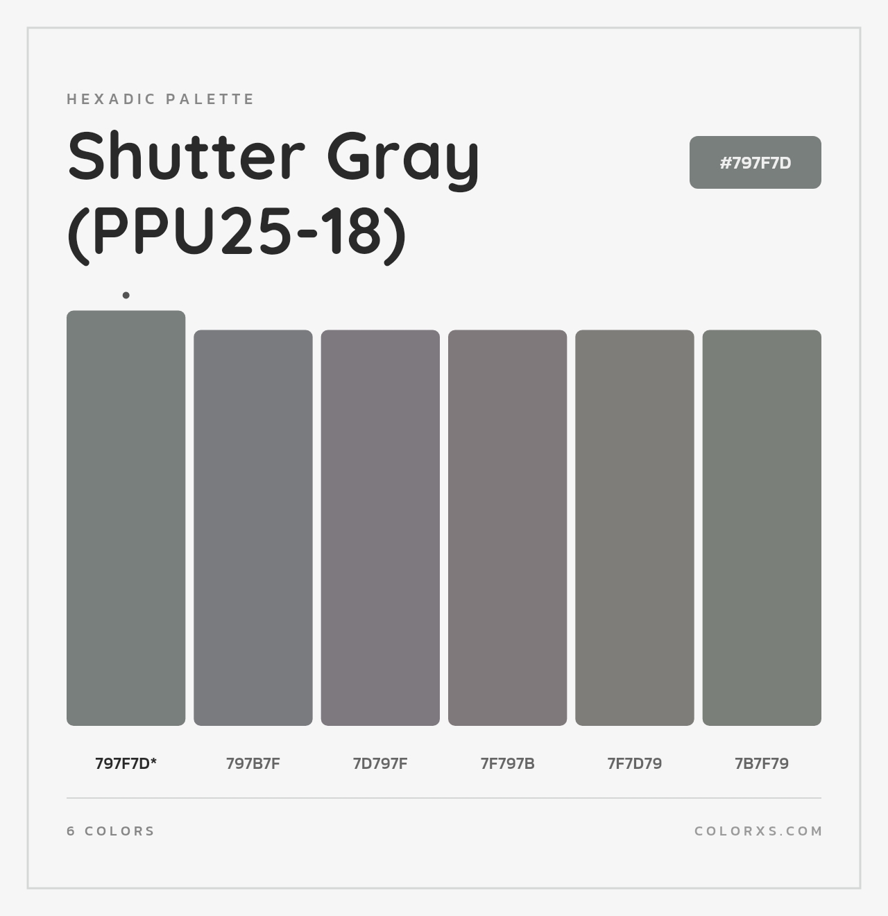 Shutter Gray (PPU25-18) - Hexadic Color Palette