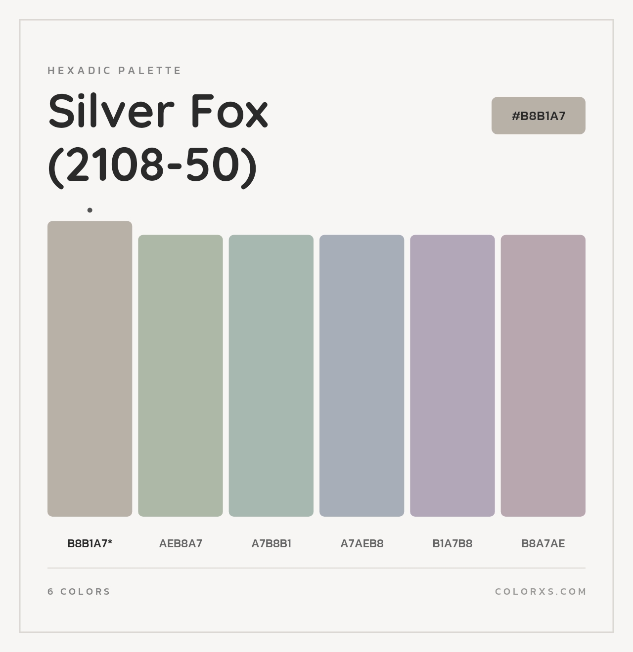 Silver Fox (2108-50) - Hexadic Color Palette